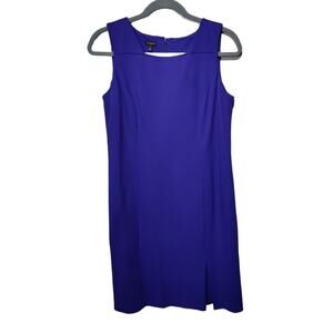 Talbots Women's Sz 16 Royal Blue Ponte Career Sheath Dress Square Neck